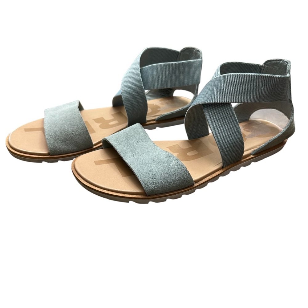 Sorel Women's Ella II Flat Sandal / Size 8 / Crushed Blue Cinder Grey